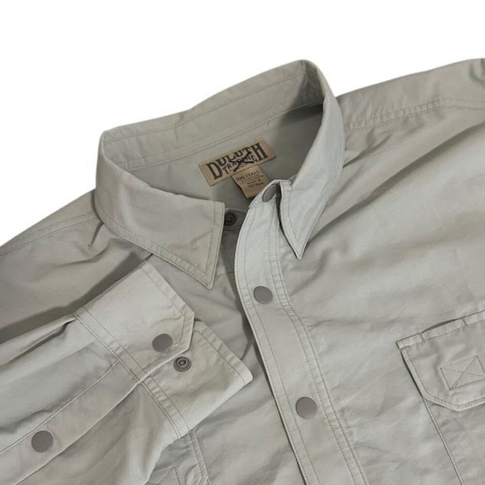 Duluth Trading Dry on the Fly Blue Gray Long Sleeve Nylon Snap Shirt 2XL‎ Tall